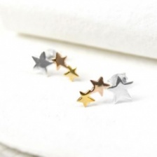 Silver, Gold and Rose Gold Triple Star Earrings by Peace of Mind